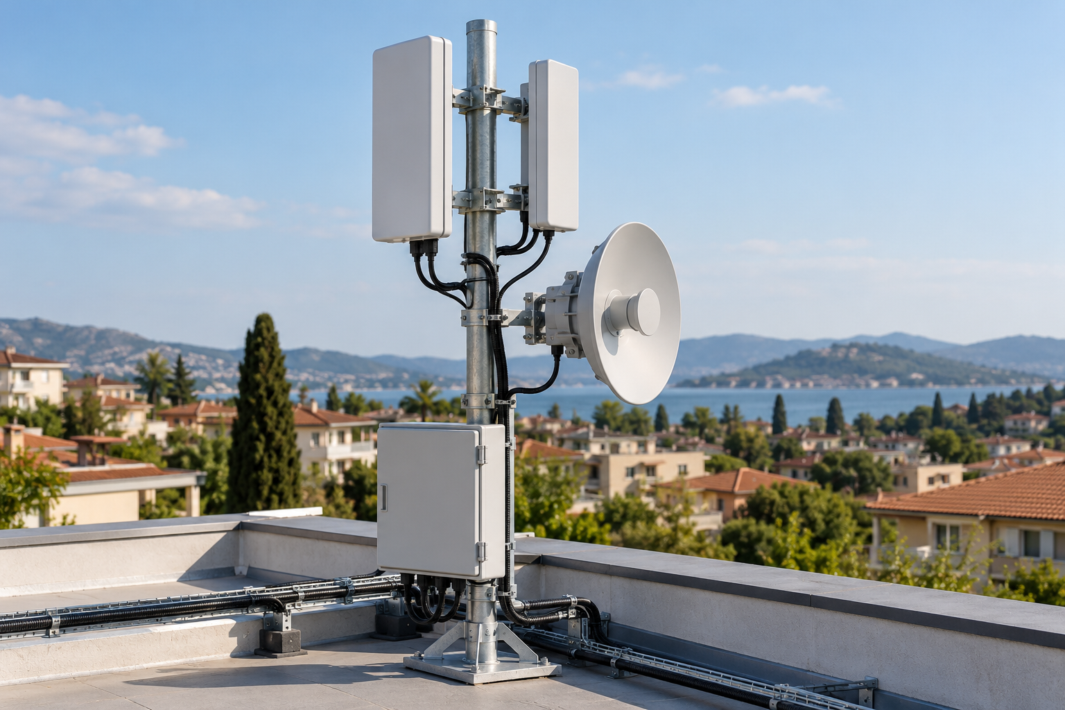 Kompakt çatı tipi kablosuz internet ve baz istasyonu kurulumu